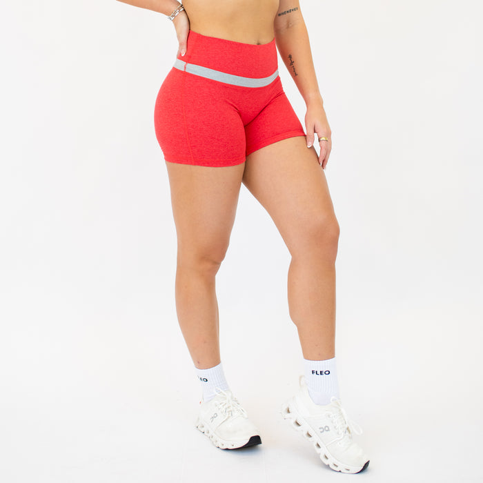 Heather Lollipop and Light Gray Double Take Spandex Shorts -4