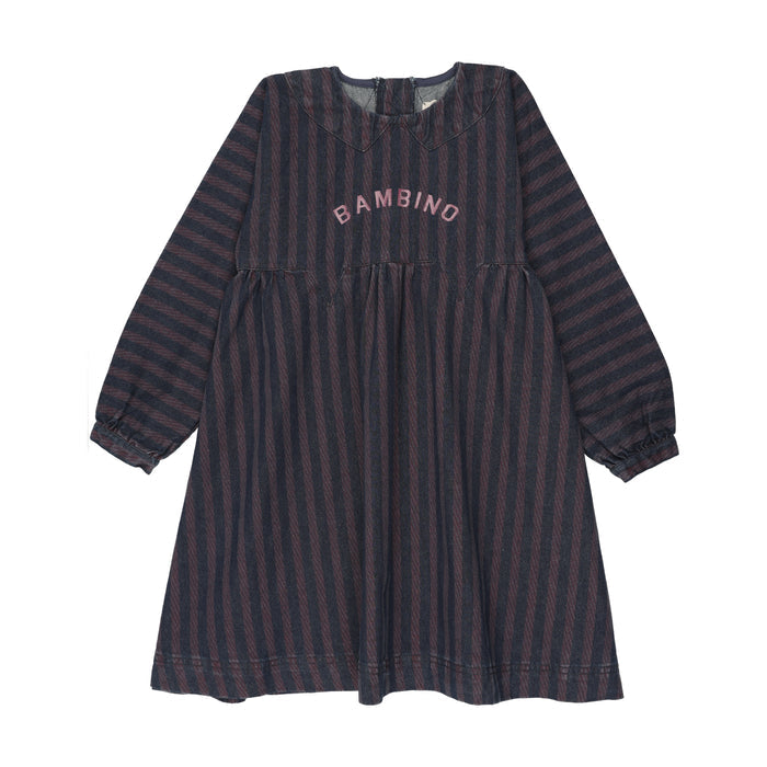 dress denim day with mock collar - denim/burgundy