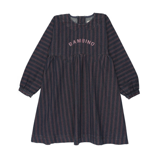 dress denim day with mock collar - denim/burgundy