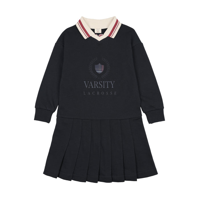 dress fan club sweat pleated with collar - navy/green