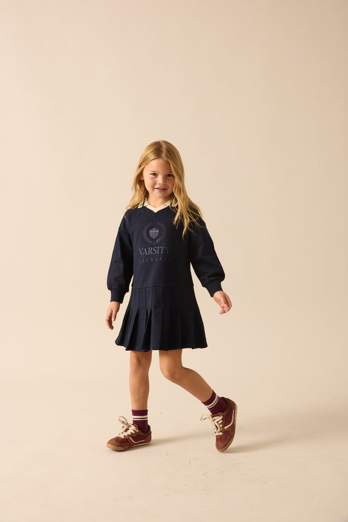 dress fan club sweat pleated with collar - navy/green