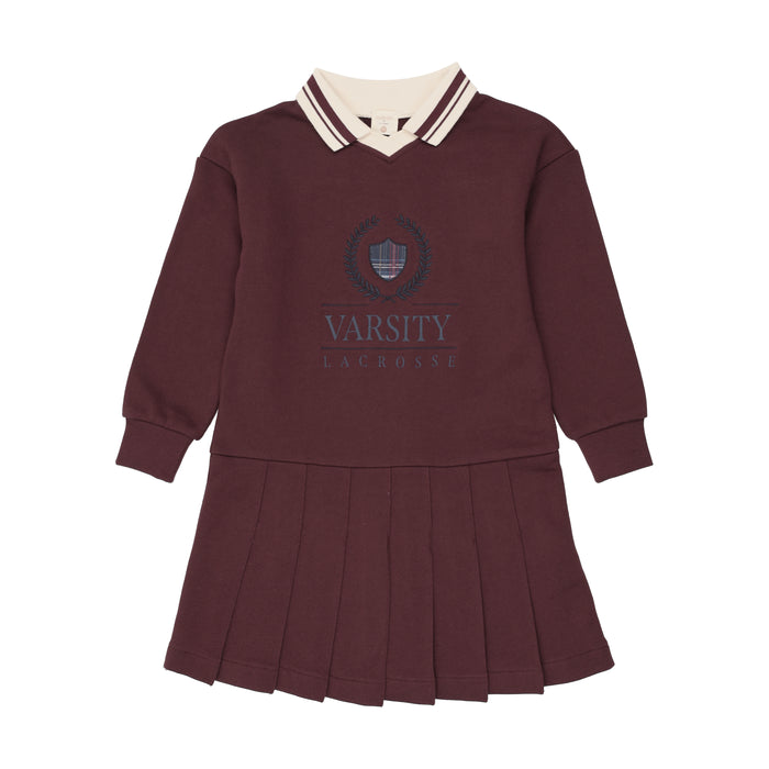 dress fan club sweat pleated with collar - plum