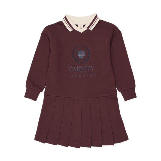 dress fan club sweat pleated with collar - plum