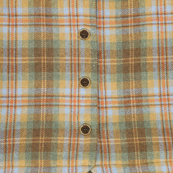 dress wool plaid suit vest pleated bottom - camel