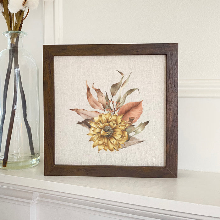 Dried Harvest Flowers - Framed Sign