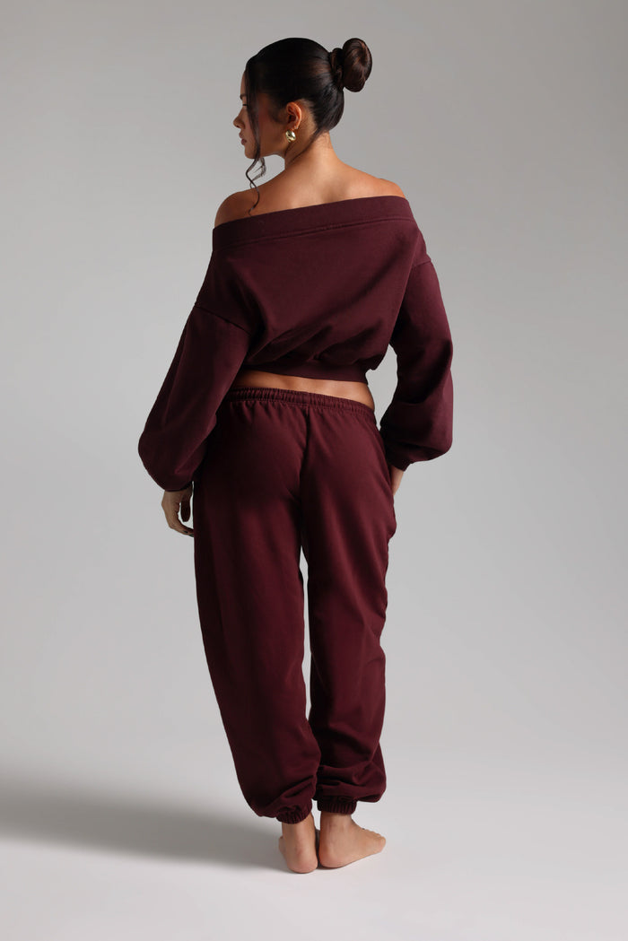 Drop Shoulder Sweatshirt - Black Cherry