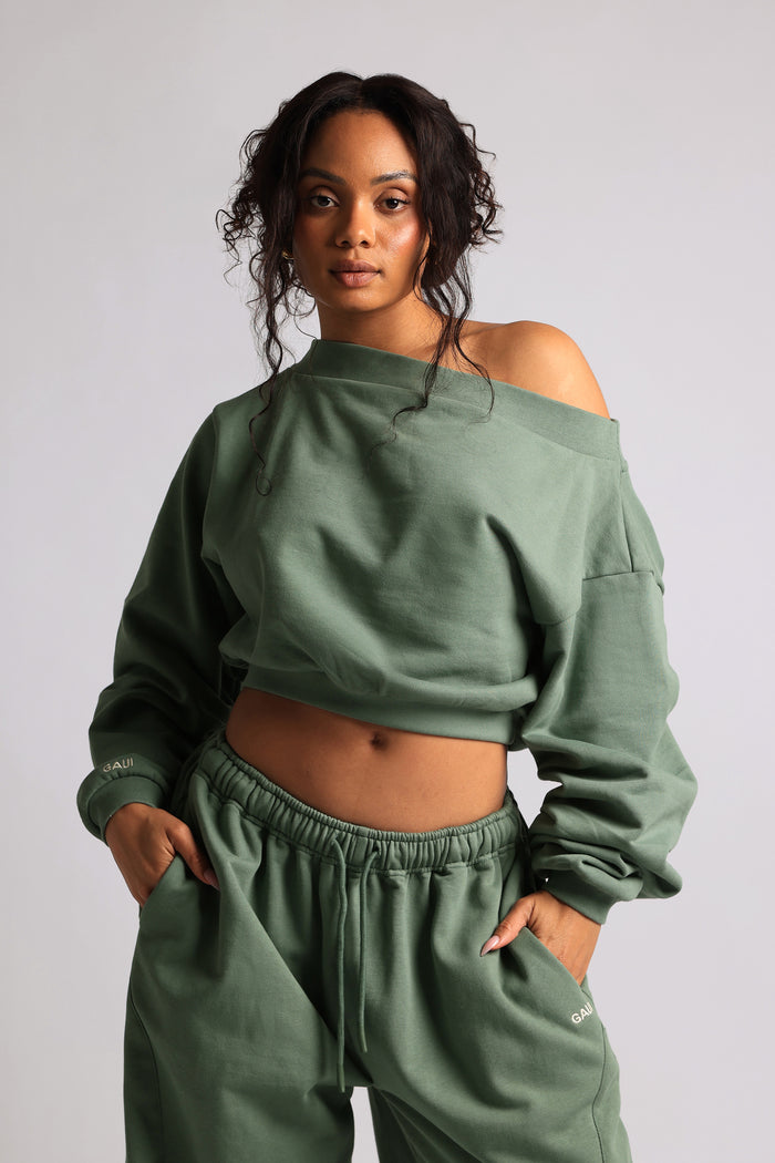 Drop Shoulder Sweatshirt - Garden Green