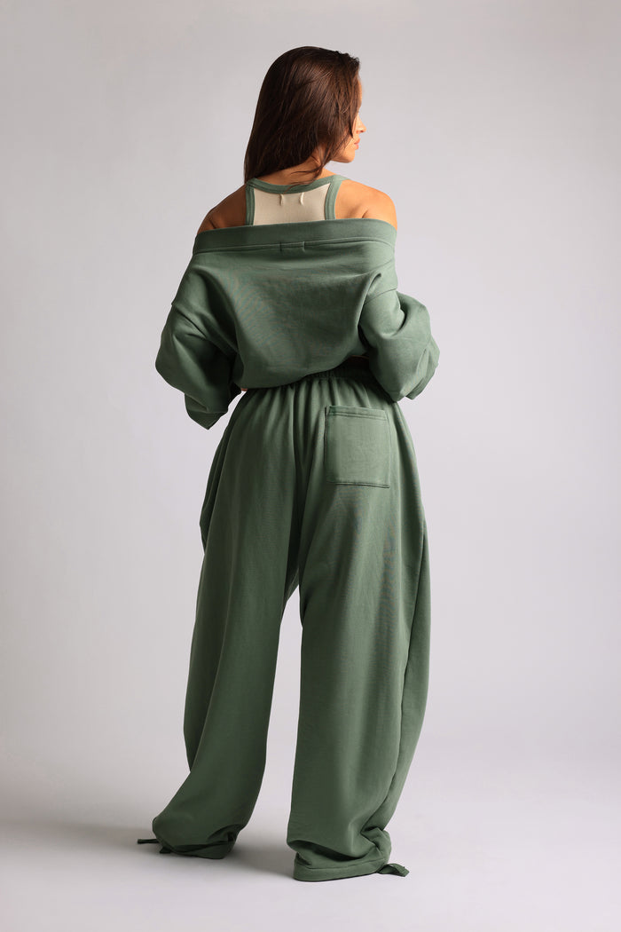 Drop Shoulder Sweatshirt - Garden Green