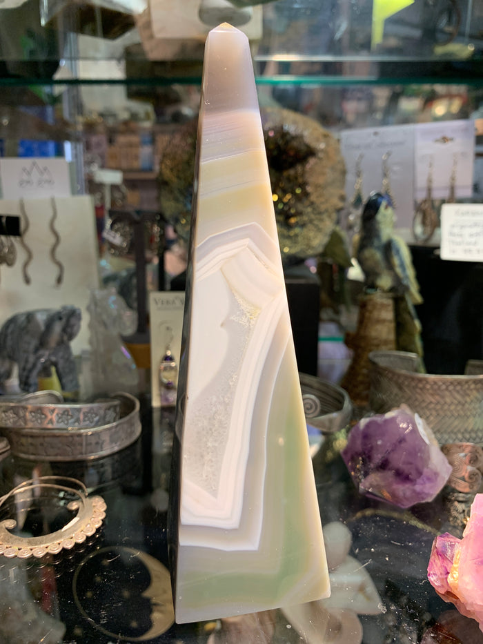 Druzy Quartz Tall Obelisk