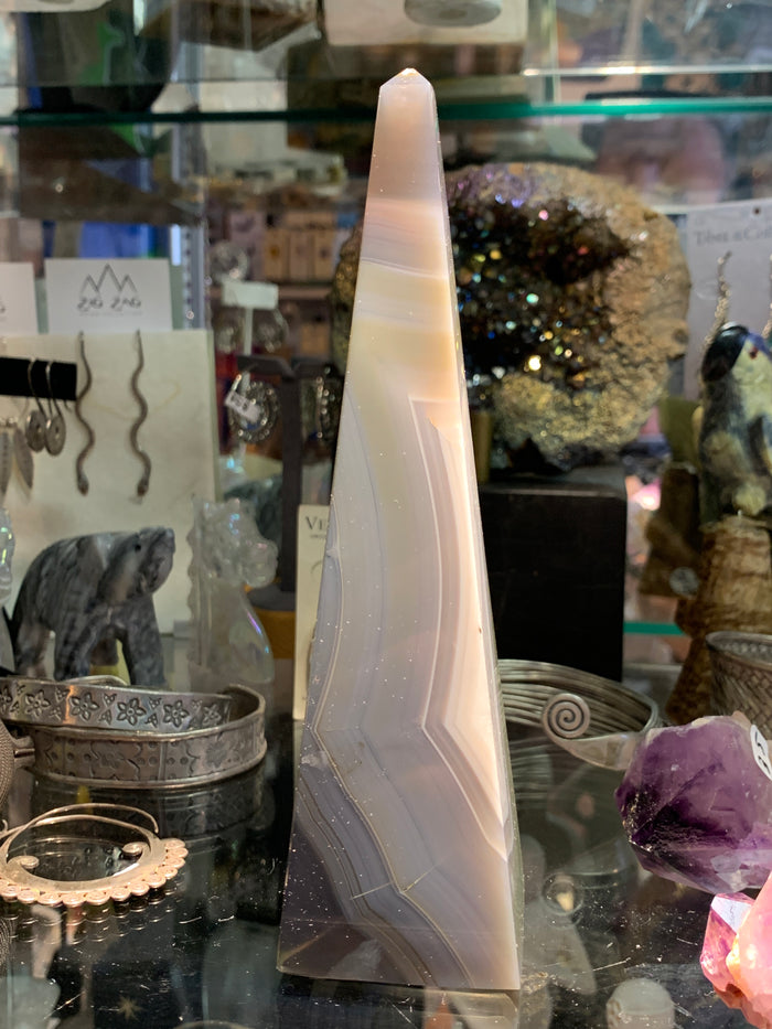 Druzy Quartz Tall Obelisk