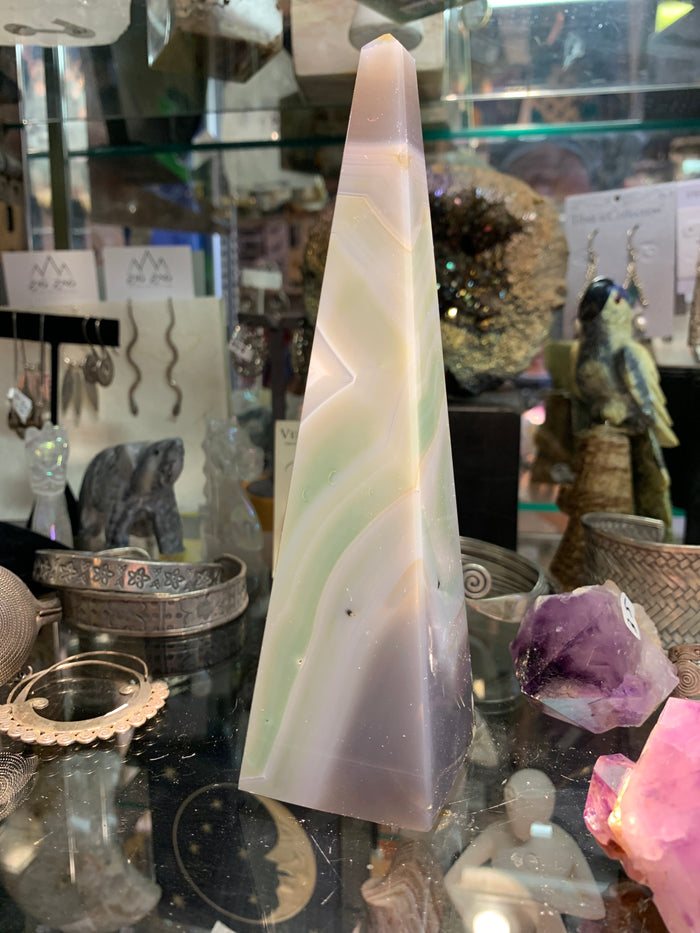 Druzy Quartz Tall Obelisk