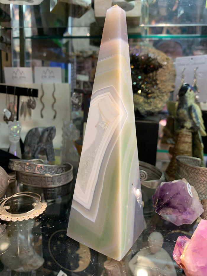 Druzy Quartz Tall Obelisk
