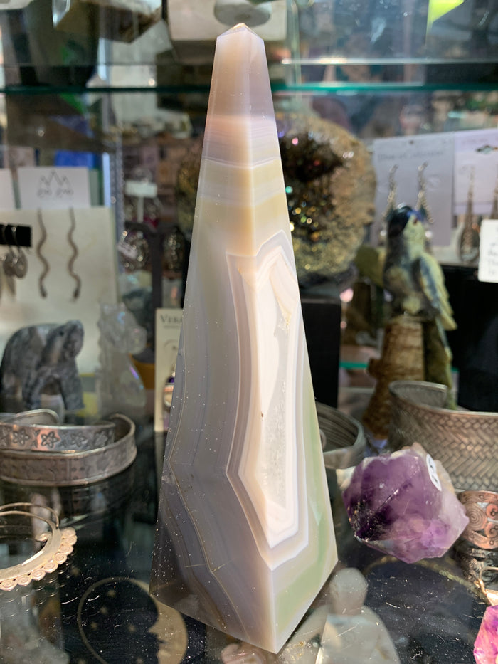 Druzy Quartz Tall Obelisk