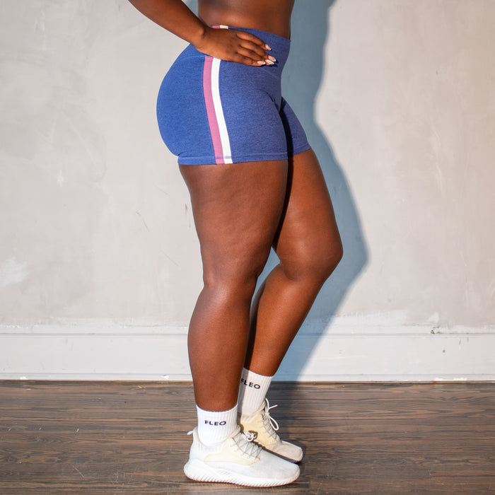 Heather Aura + Heather Mellow Mauve + Heather White Duo Short 5" - No Front Seam - High Rise by FLEO - 1