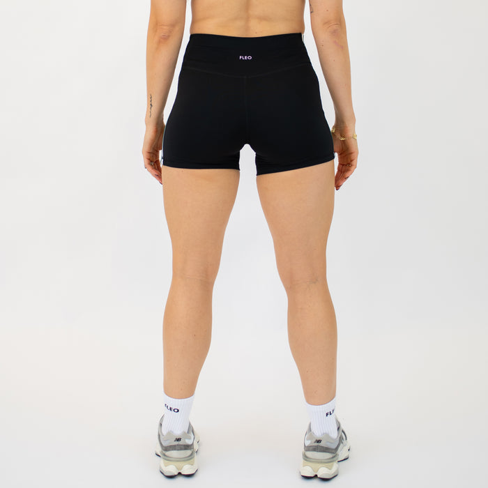 Black, White, & Aventurine Duo Short 5" - No Front Seam - High Rise by FLEO - 6