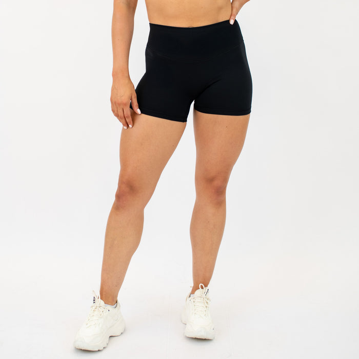 Black No Front Seam High Rise Spandex Shorts