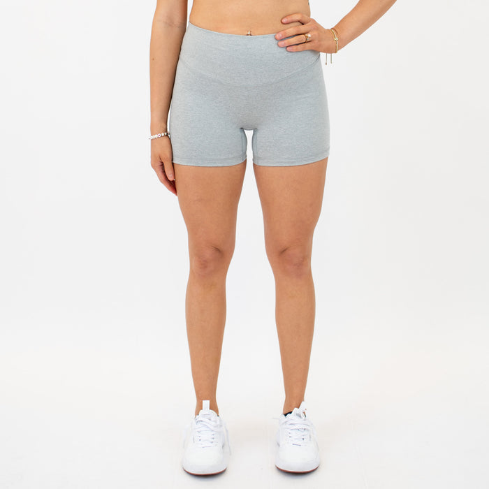 Heather Light Gray No Front Seam High Rise Spandex Shorts