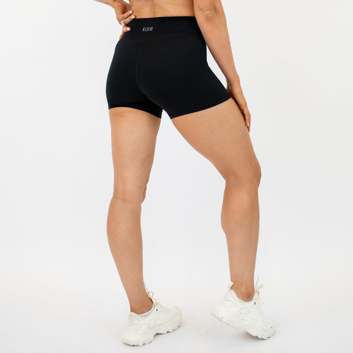 Black No Front Seam High Rise Spandex Shorts