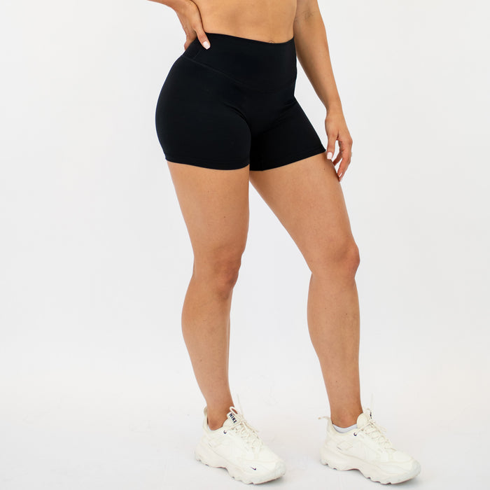 Black No Front Seam High Rise Spandex Shorts