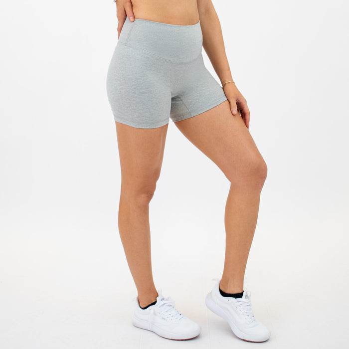 Heather Light Gray No Front Seam High Rise Spandex Shorts