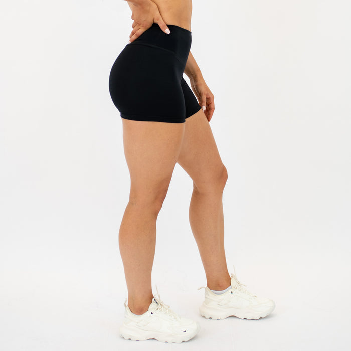 Black No Front Seam High Rise Spandex Shorts