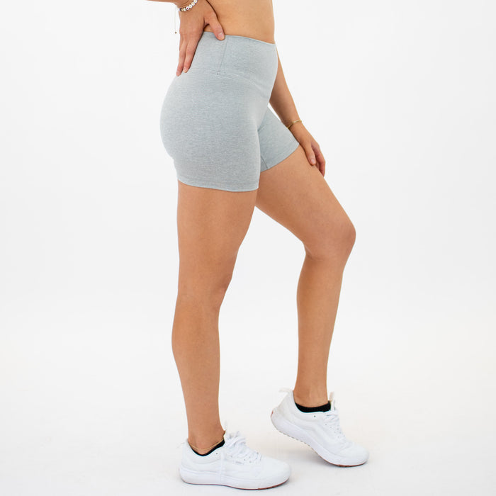Heather Light Gray No Front Seam High Rise Spandex Shorts