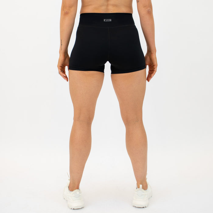 Black No Front Seam High Rise Spandex Shorts