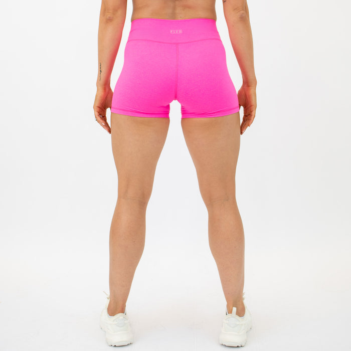 Heather Neon Pink No Front Seam High Rise Spandex Shorts