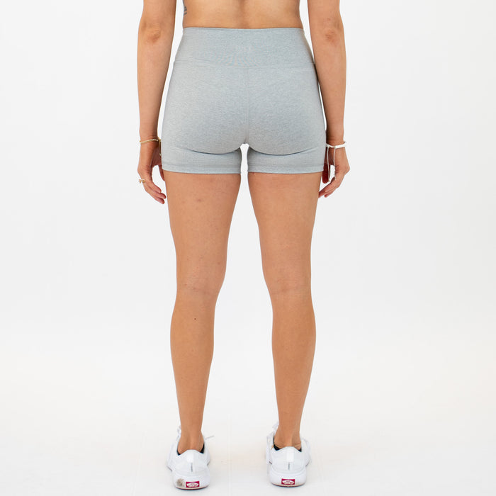 Heather Light Gray No Front Seam High Rise Spandex Shorts