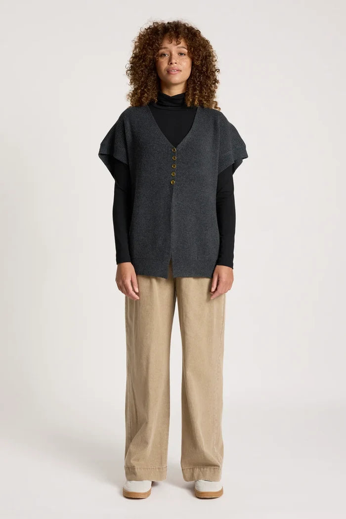 Eb+Ive Berbe Vest Cardigan Charcoal