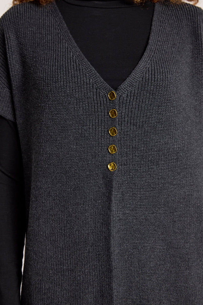 Eb+Ive Berbe Vest Cardigan Charcoal
