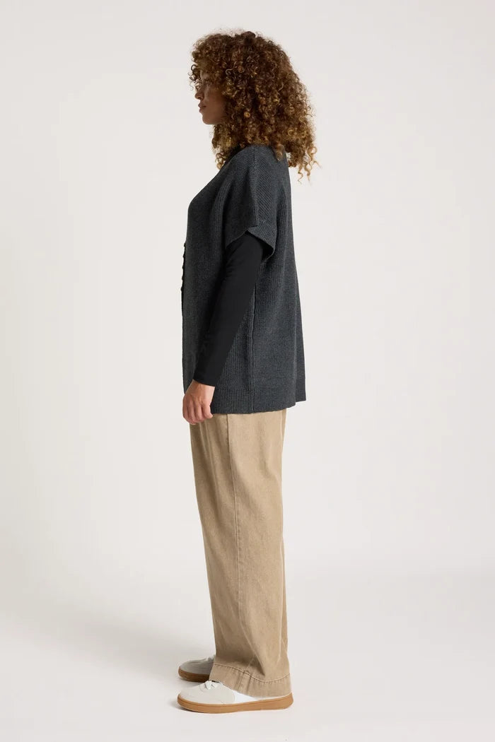 Eb+Ive Berbe Vest Cardigan Charcoal