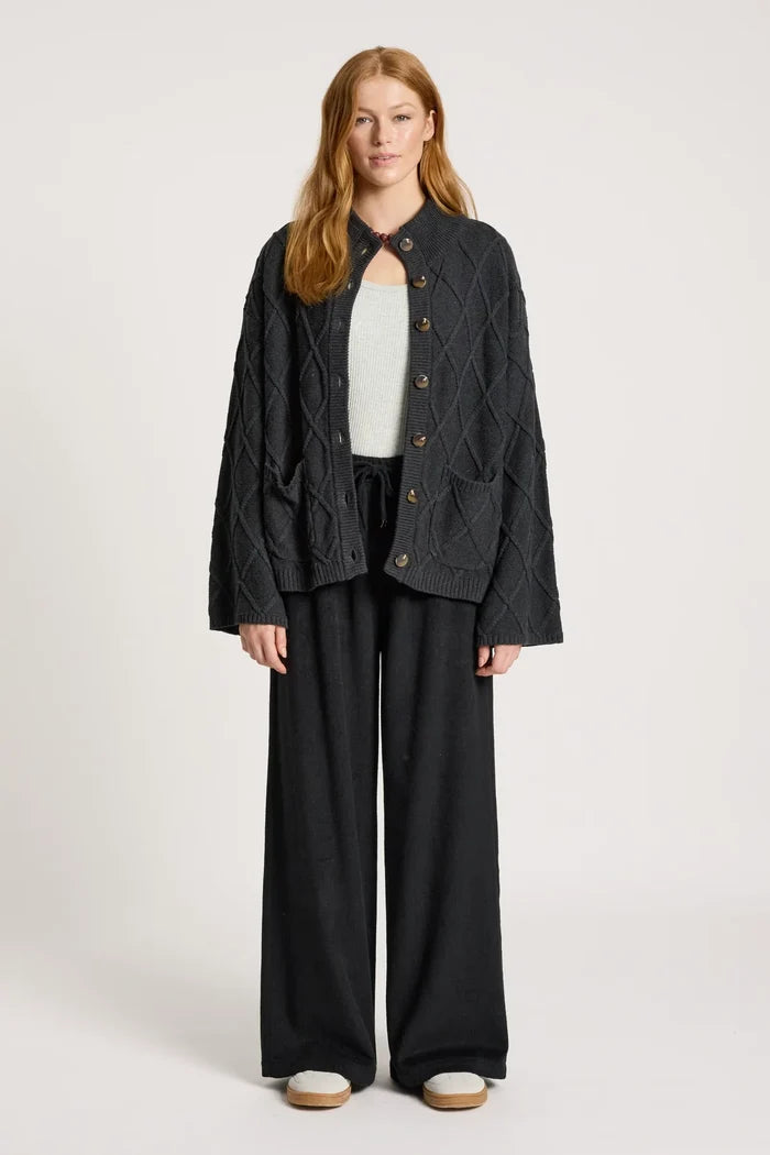 Eb+Ive Liora Cropped Cardigan Charcoal