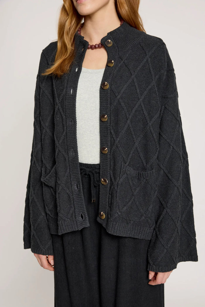 Eb+Ive Liora Cropped Cardigan Charcoal