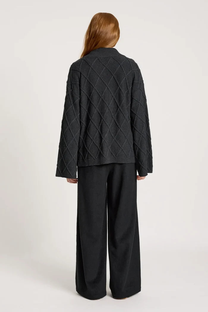 Eb+Ive Liora Cropped Cardigan Charcoal