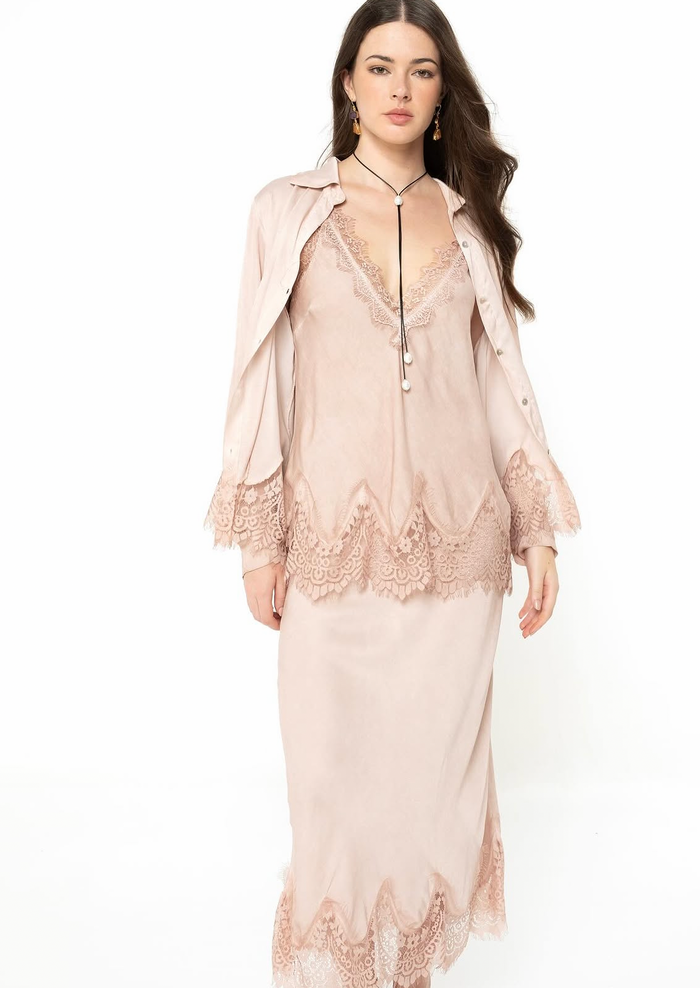 Elizabeth Scott- Satin Camisole with Lace Hem