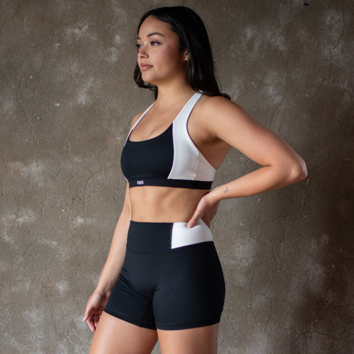 Black + White Emily Sports Bra - Medium Support by FLEO - 3