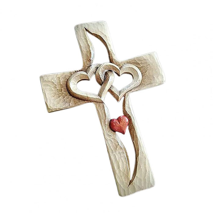 Entwined Hearts | Carved Wooden Cross