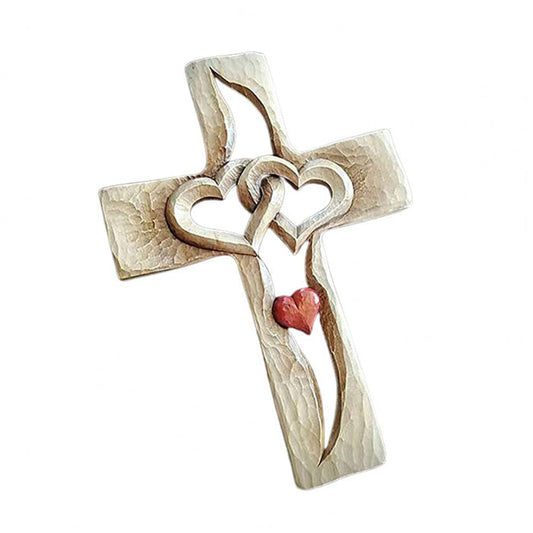 Entwined Hearts | Carved Wooden Cross