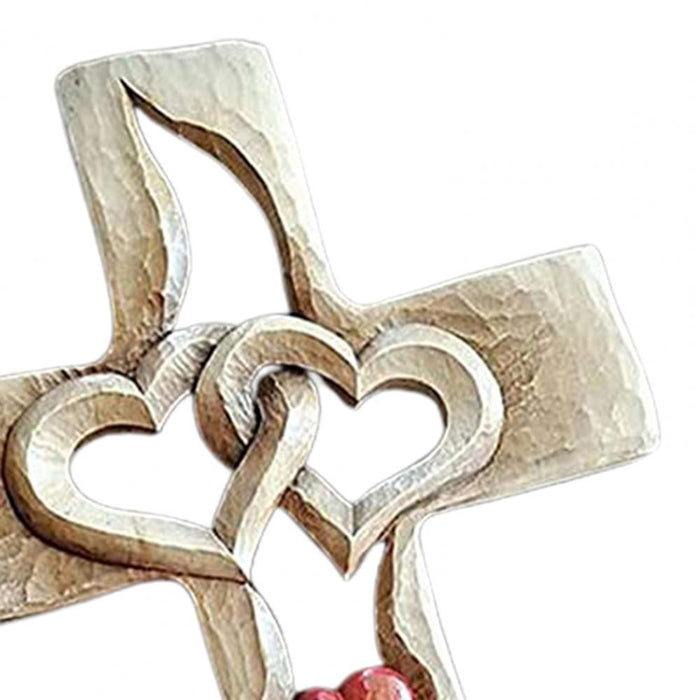 Entwined Hearts | Carved Wooden Cross
