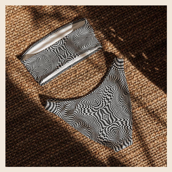 Eye-Catching Black and White Recycled Bandeau Bikini