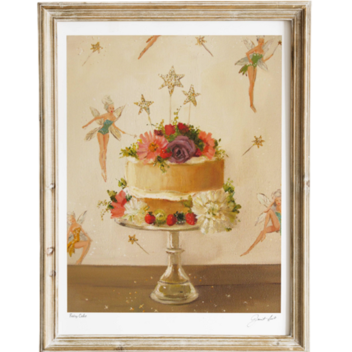 Janet Hill art print, fairy cake artwork, whimsical dessert illustration, vintage-inspired print, sweet treat wall art, 8x10 fine art print, digitally signed Janet Hill, archival ink art print, cotton rag paper print, magical cake print