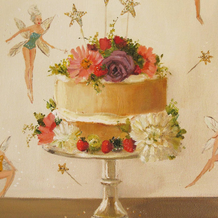 Janet Hill art print, fairy cake artwork, whimsical dessert illustration, vintage-inspired print, sweet treat wall art, 8x10 fine art print, digitally signed Janet Hill, archival ink art print, cotton rag paper print, magical cake print
