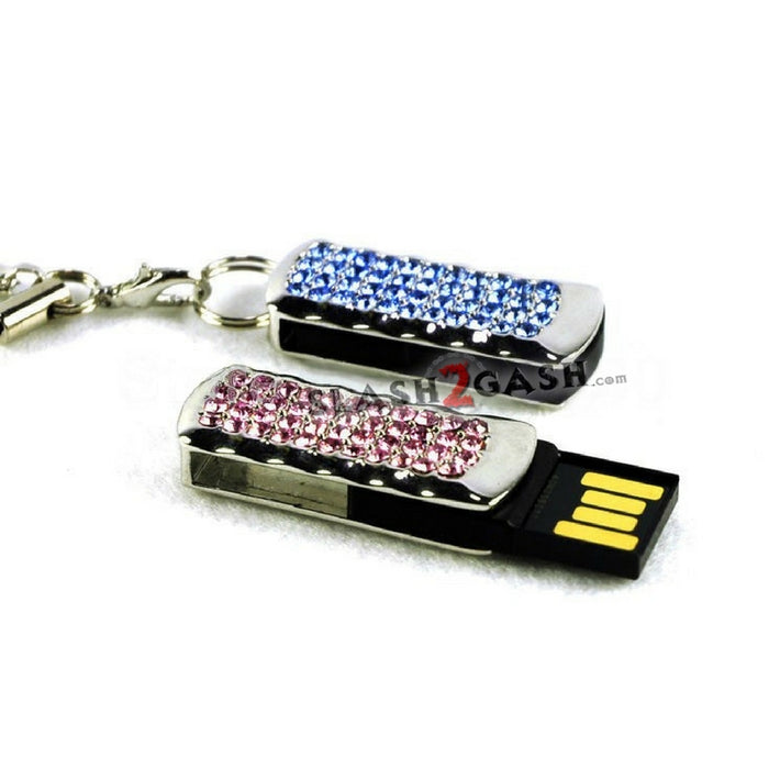 Fashion Mini Crystal Keychain Jewelry USB Flash Memory Drive 4 Colors Pink Blue Gold Silver