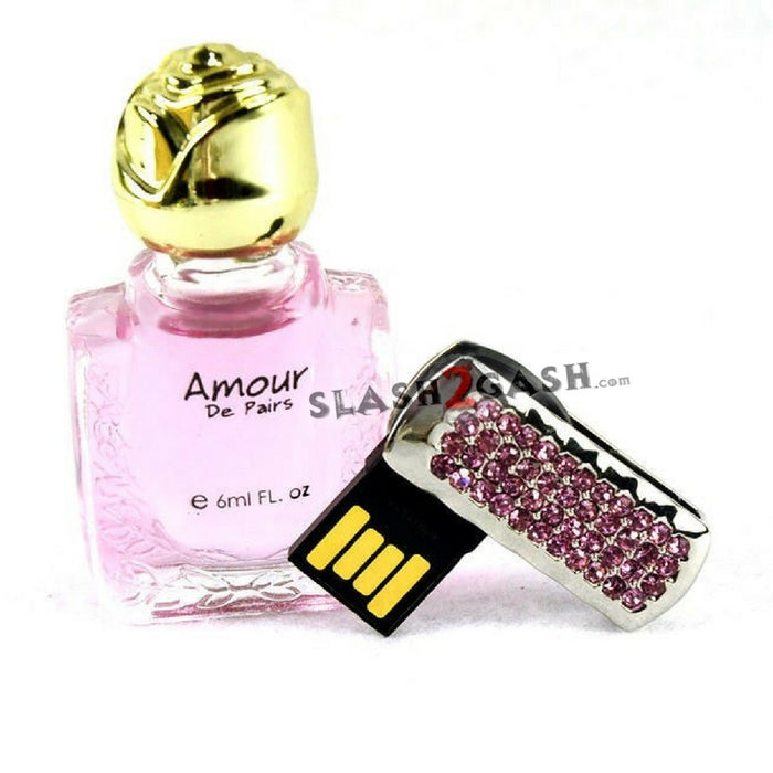 Fashion Mini Crystal Keychain Jewelry USB Flash Memory Drive 4 Colors Pink Blue Gold Silver