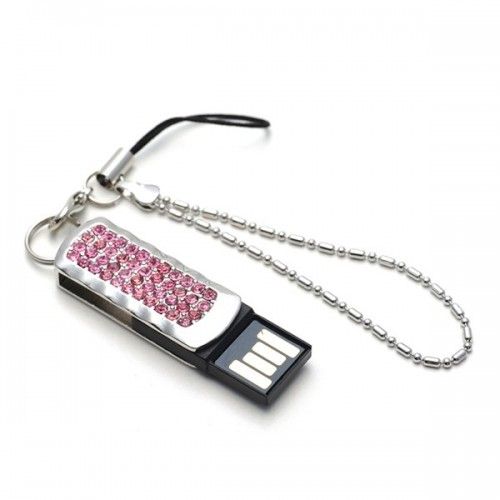 Fashion Mini Crystal Keychain Jewelry USB Flash Memory Drive 4 Colors Pink Blue Gold Silver