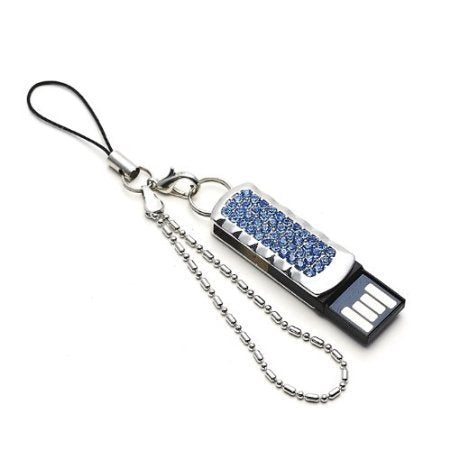 Fashion Mini Crystal Keychain Jewelry USB Flash Memory Drive 4 Colors Pink Blue Gold Silver