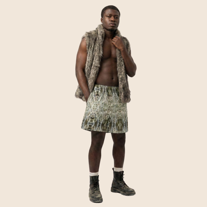 Feather Print Unisex Cotton Long Shorts — All-Over Print Festival & Streetwear