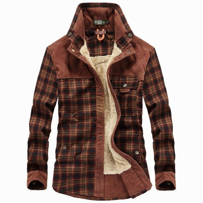 Flannel checked winter coat