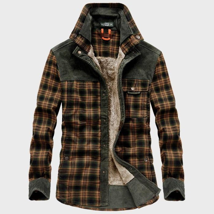 Flannel checked winter coat